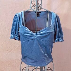 Lavender Velvet Puff Sleeve Top Forever 21